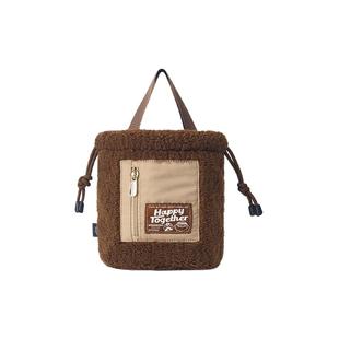 BOBO摇粒绒斜挎水桶包 2025新款通勤上学户外单肩斜挎包手提包女