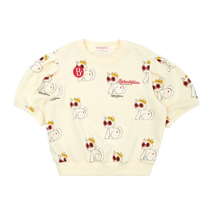 BEBEDEPINO贝贝品诺童装春夏款满印圆领休闲T恤男女宝短袖短裤