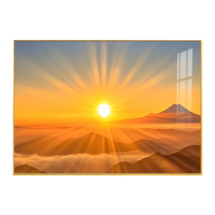 日出东方图卫生间挂画客厅东墙玄关太阳画床头壁画旭日东升风景画
