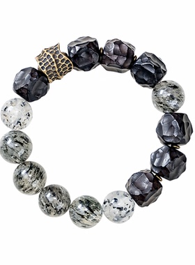 紫光檀木天然水晶小众设计手串