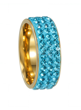 高档镶钻欧美流行钛钢饰品满钻戒