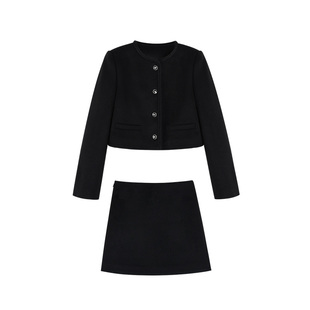 MULVAN【现货7.5折】 曼彻斯特 高级感薄毛呢外套半身裙两件套装