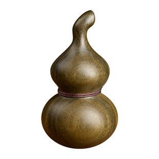 庆祥泰纯天然绿檀葫芦手把件盘玩把玩件手工编绳解压挂件摆件挂饰