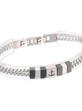 ROBELO设计ins潮男嘻哈不锈钢手链双扣可拆卸情侣手镯 Bracelet