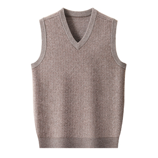 中老年商务经典羊毛针织衫背心男款无袖毛衣抗皱耐磨日常通勤上衣