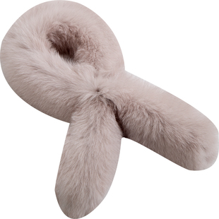 [御皮坊]真狐狸毛360°圆柱体85厘米双面皮草围巾女交叉款围脖