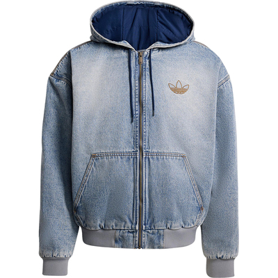 Adidas/阿迪达斯正品三叶草男士休闲保暖牛仔宽松运动棉服KE0131