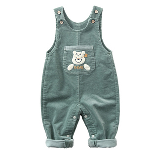 宝宝背带裤春秋款按扣开裆男童2025新款春装一岁儿童幼儿婴儿裤子