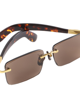 纯天然东海老石头眼镜男款女真水晶高级太阳镜墨镜无框养眼防辐射