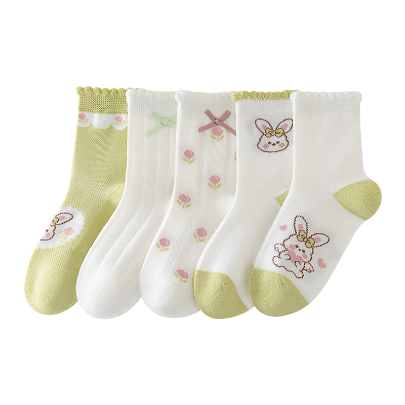女童袜子秋冬纯色女款棉袜儿童中筒袜宝宝大童女孩秋季长绒棉童袜