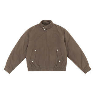 复古立领短款夹克棉服男生2025新款冬季宽松工装美式外套加厚棉袄