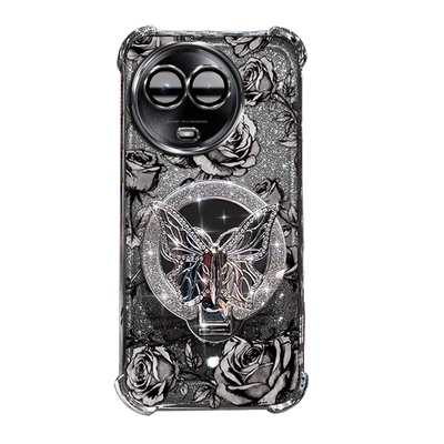 适用真我v50手机壳支架补妆镜