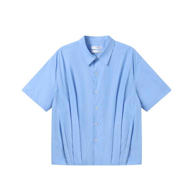 WHIMNOTION 26SS「气球衬衫」纸感棉打褶廓形短袖衬衫休闲上衣
