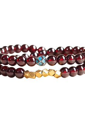 【99%优评】石榴石莲花双圈手串