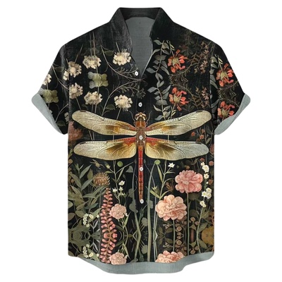 男士卡通数码印花短袖衬衫