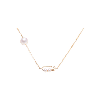 Annaya别针项链9K彩金天然淡水珍珠黄金锁骨链颈链新年礼物送女友