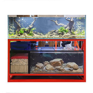 鱼缸套缸大型客厅家用工业风溪流缸鱼缸底滤上下层组缸双层龙鱼缸