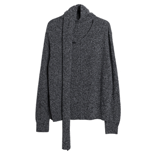 322WORKHOUSE羊毛灰色长袖针织衫女士2025新款秋季设计感上衣B778