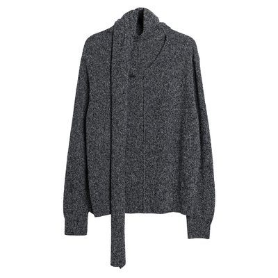 圈圈纱羊毛混纺围巾领针织套头衫