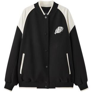 太平鸟女装秋季撞色棒球外套A3BBD3308