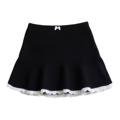 FragileHeart复古撞色毛呢半裙