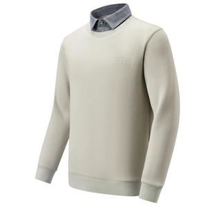 红豆毛衣男款冬季发热衬衫领加厚保暖羊毛衫加绒假两件针织衫男士