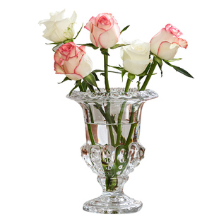 简约法式复古玻璃花瓶客厅插花摆件欧式透明小号创意鲜花水培器皿