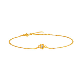 莱绅通灵蜜糖系列花朵足金999古法黄金钻石手链