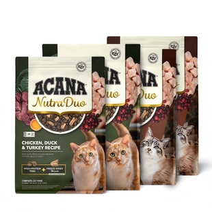 【新品首发】ACANA爱肯拿鸡/鸭肉双拼冻干倍护成猫粮1.58/4.08kg