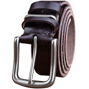 手工纯牛皮皮带男士真皮复古休闲牛皮腰带头层牛皮针扣牛仔裤皮带