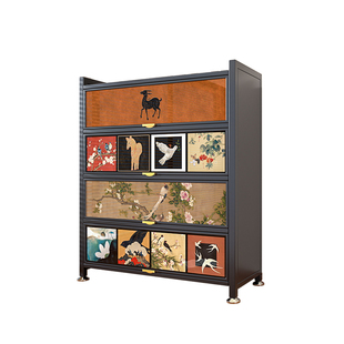 中古风钢制书架置物架落地靠墙一体储物柜客厅收纳柜桌面铁艺柜子