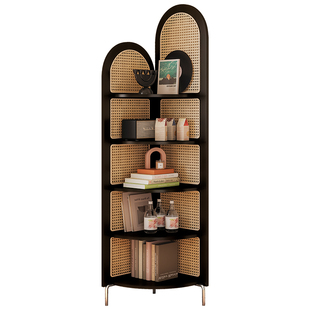 转角屏风隔断客厅遮挡隔板办公室中古风置物架轻奢高级感背景墙竹