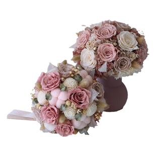 永生花餐桌摆件新娘裸粉色豆沙粉卡布奇诺粉领证捧花纪念日礼物