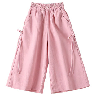 女童裤子夏季薄款中大童独特超好看宽松阔腿裤儿童洋气七分山本裤