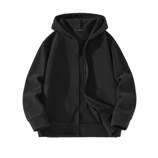 GV真维斯双面摇粒绒外套男秋冬季黑色加绒加厚开衫男款连帽夹克A