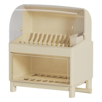 双层碗柜碗筷收纳盒家用厨房餐具置物架带盖装碗碟盘沥水盘收纳架