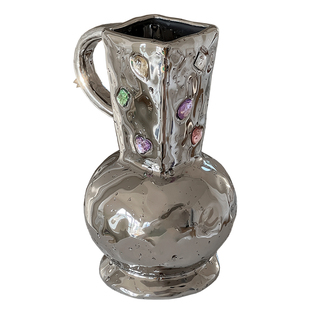 click宝石钻石花瓶水培插花器摆件y2k电镀银陶瓷创意家居博主同款