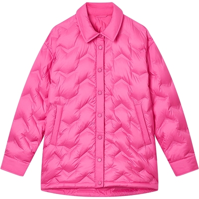 有兰玫红衬衫式轻薄羽绒服