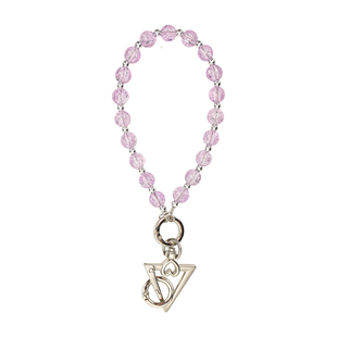 pinkboom紫色水晶珠手机挂件时尚珠饰包挂链条钥匙扣挂绳防丢女款