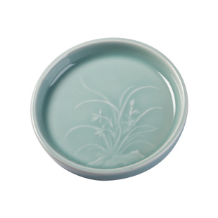 成竹堂汝窑陶瓷墨池墨碟大号墨盘小墨盒装墨汁国画调色盘中国风复古摆件日式书法初学者专用舔笔洗笔缸易清洗