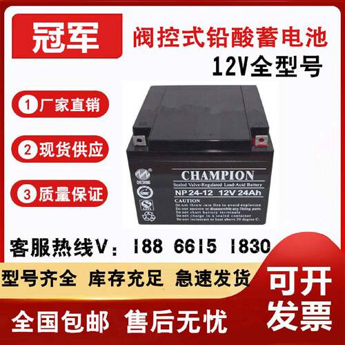 冠军蓄电池12V100AH冠军免维护阀控式铅酸NP10012包邮12V全系列