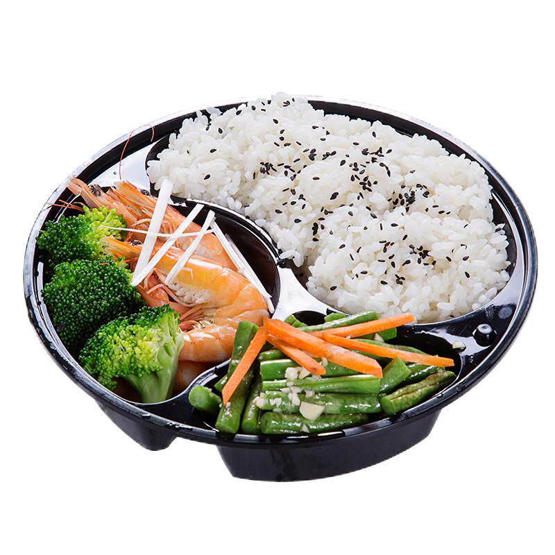圆形三格一次性餐盒多格外卖四格五格打包盒838分格带盖快餐饭盒