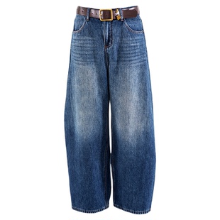 Orchel/欧榭丽老钱弯刀休闲牛仔裤女松弛显瘦设计感百搭长裤