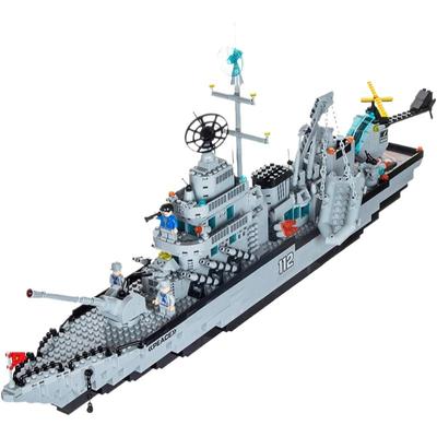 男孩积木军事6合1航空母舰警察拼装玩具火车飞机恐龙坦克工程汽车