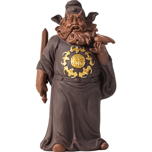 钟馗赐福紫砂人物茶宠摆件中式家居客厅茶室博古架装饰雕像工艺品