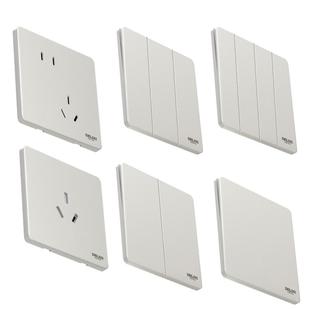 德力西旗舰店奶油风哑光超薄开关插座单控开关面板290岩彩砂砾白