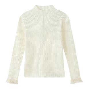 笛莎童装女童毛衣冬季新款儿童女孩中大童白色打底衫半高领针织衫