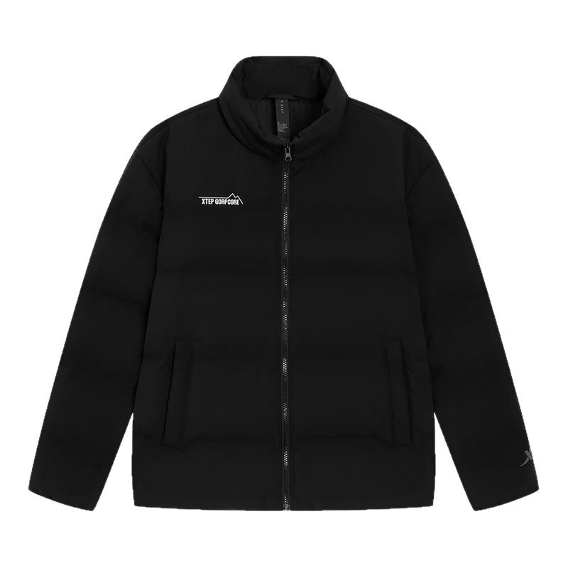 特步立领情侣羽绒服保暖面包服男