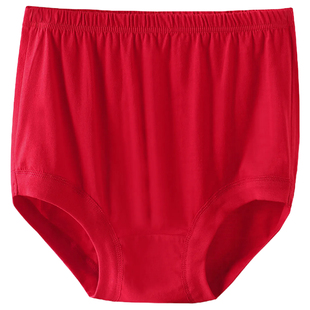 妈妈纯棉本命年马年中老年人女士内裤红色高腰宽松三角裤老人短裤