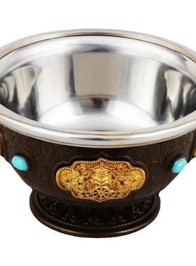 供水碗圣水杯西藏供水杯雕花八吉祥供水杯 供高脚贡杯7个带内胆